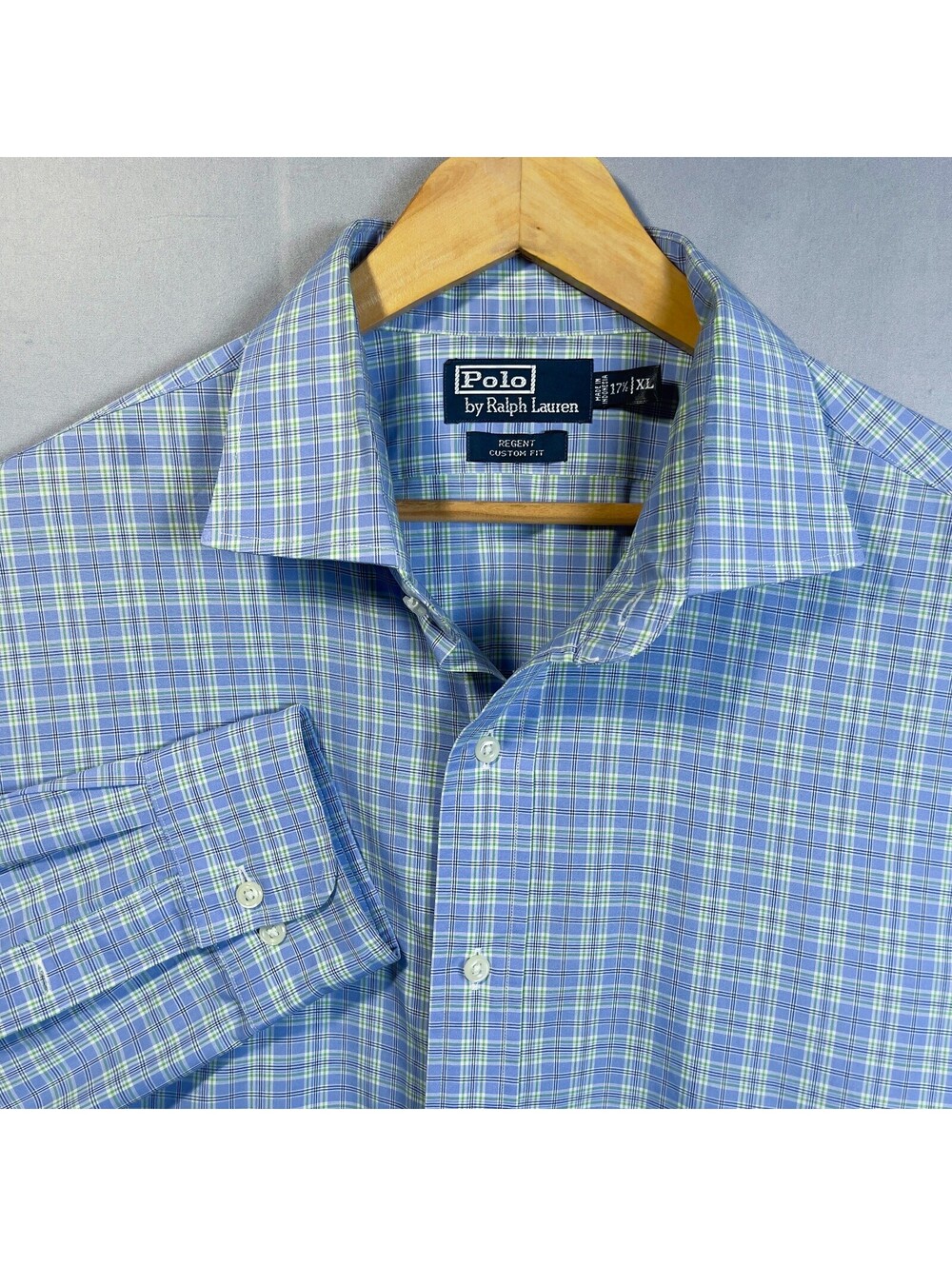 Polo Ralph Lauren Regent Custom Fit Shirt XL Fine Tartan-Style Plaid Dopamine